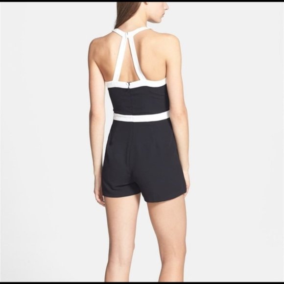 PARKER Black & White Sleeveless Strappy Shorts Romper Size Medium M - Picture 2 of 16